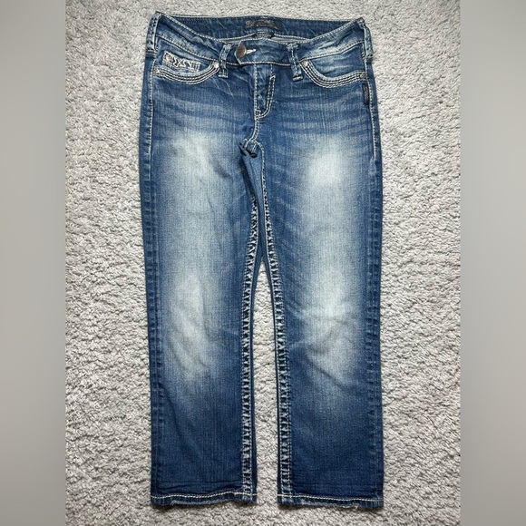 Silver Jeans Womens 29 Low Rise Capri Big Stitch Embroidered Pockets Casual - Picture 1 of 5